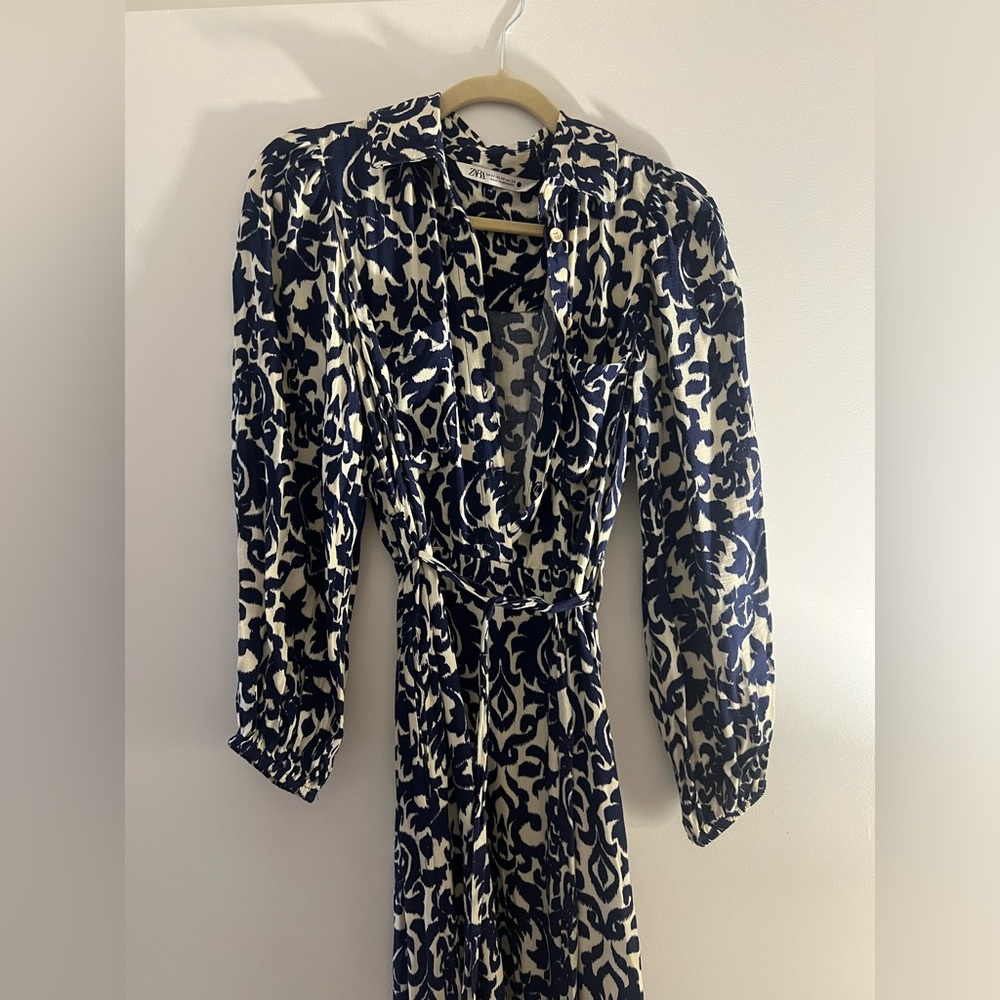 Zara Blue and White Maxi Dress